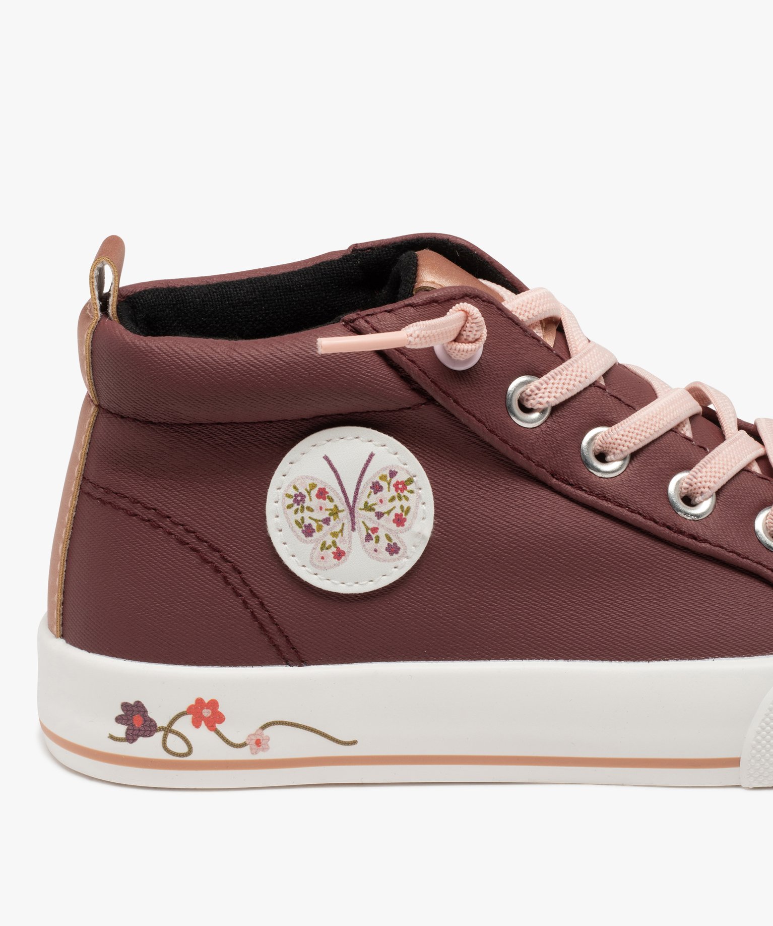 Baskets fille mid-cut déperlantes bordeaux | GEMO