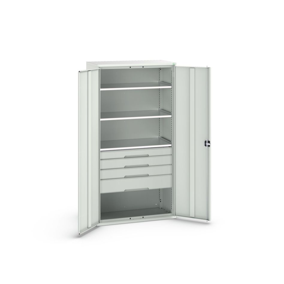 Bott 16926576.16 Verso sisteminė spintelė 1050x550x2000mm 3 lentynos 4 stalčiai 1 perforuota galinė sienelė RAL 7035