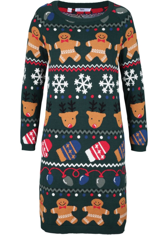 Kurzes Weihnachts-Strickkleid Lebkuchen