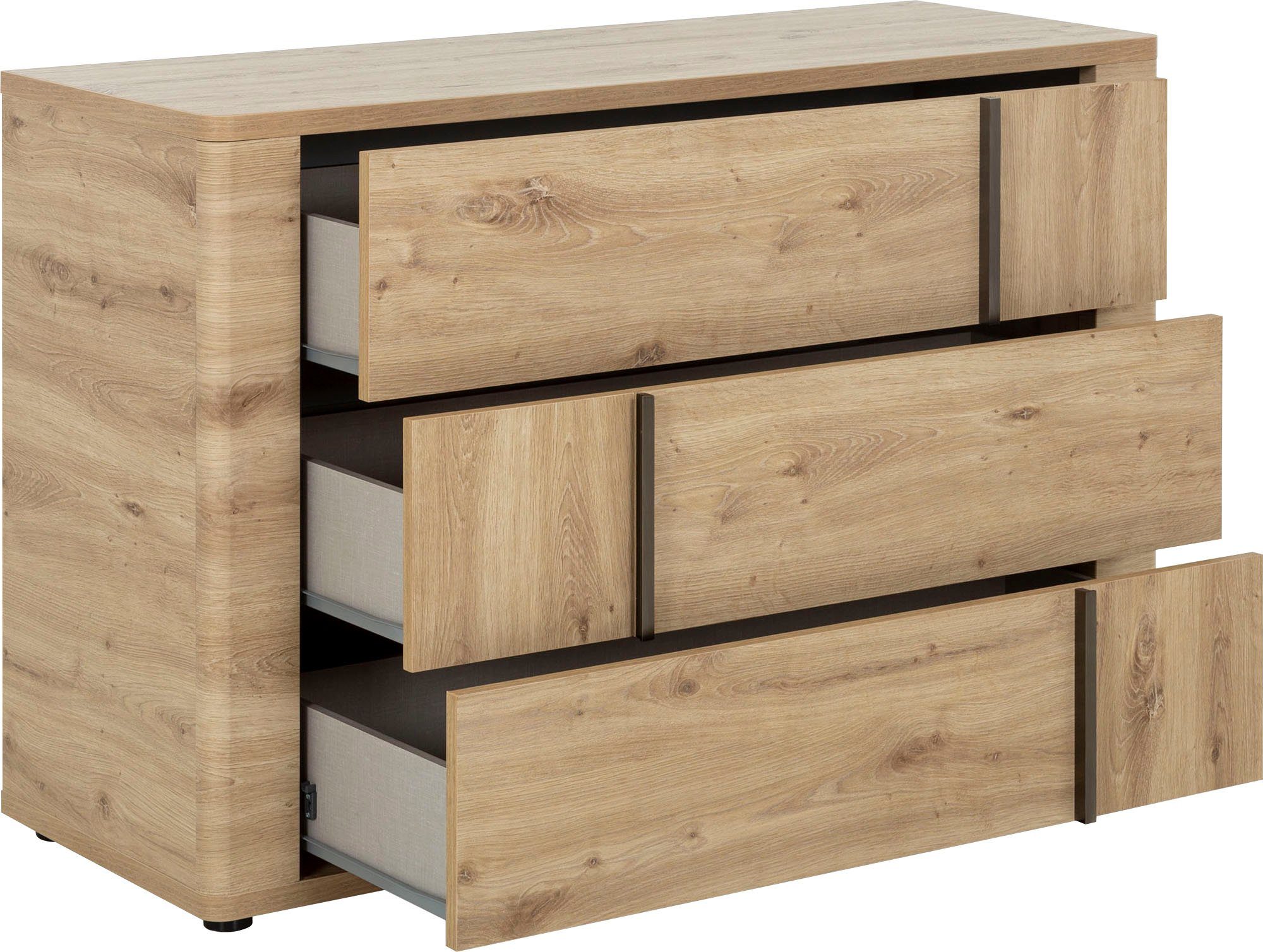 Gami Schlafzimmer-Set Confidence, (4-St., Bett, 2x Nachttisch und Kommode), aus Kiefernholz, mit Bett, 2x Nachttisch und Kommode