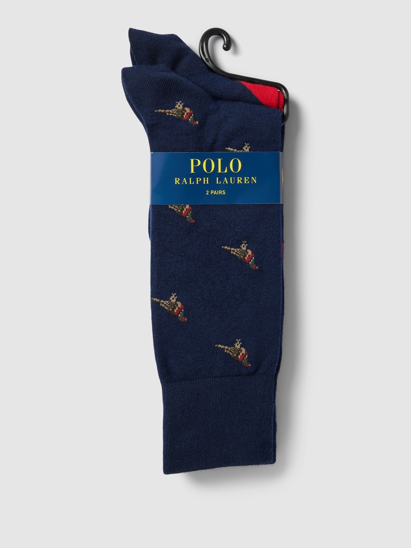 Socken mit Label-Details Modell 'PHEASANT' im 2er-Pack in dunkelblau