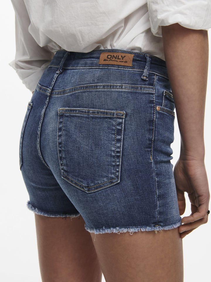 ONLY Shorts kurze Denim Jeans Shorts Knopf und Reißverschluss in Dunkelblau günstig kaufen