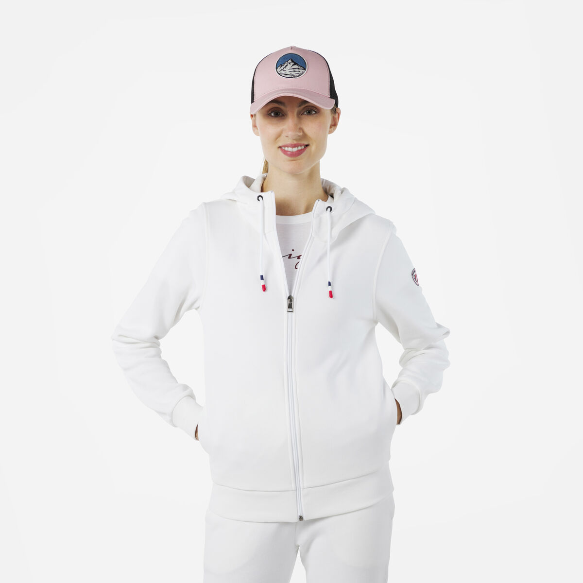 Logo Damensweatshirt mit Kapuze und durchgehendem Reißverschluss