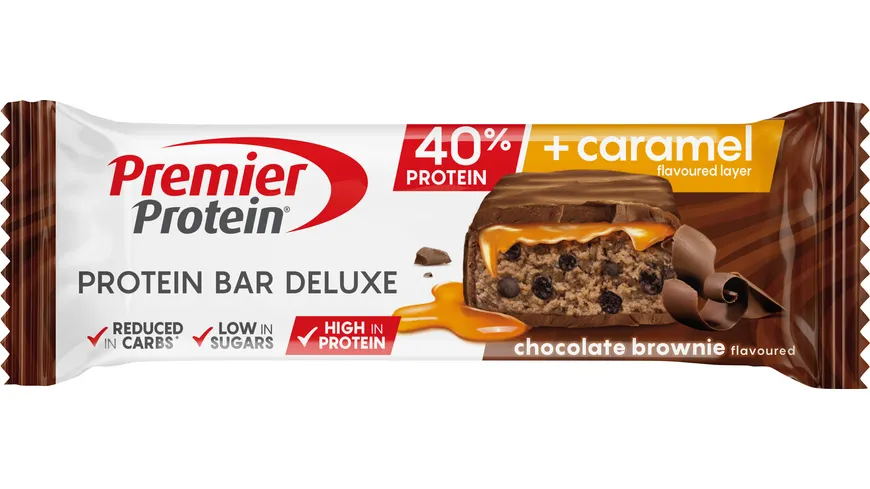 Premier Protein BAR DELUXE – der leckere Protein-Snack mit der extra Genuss-Schicht. Schokoladen Geschmack 50 g