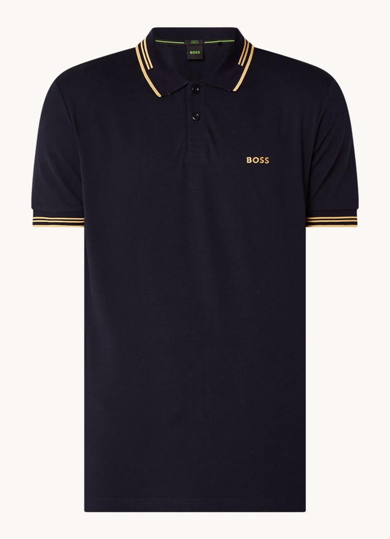 Polo HUGO BOSS Paul slim fit em piqué de algodão com logotipo.