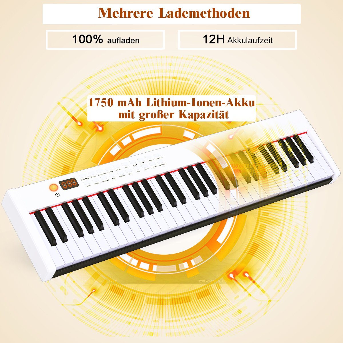 COSTWAY Home Keyboard 61 Tastatur, mit 128 Rhythmen / 128 Töne/ Bluetooth
