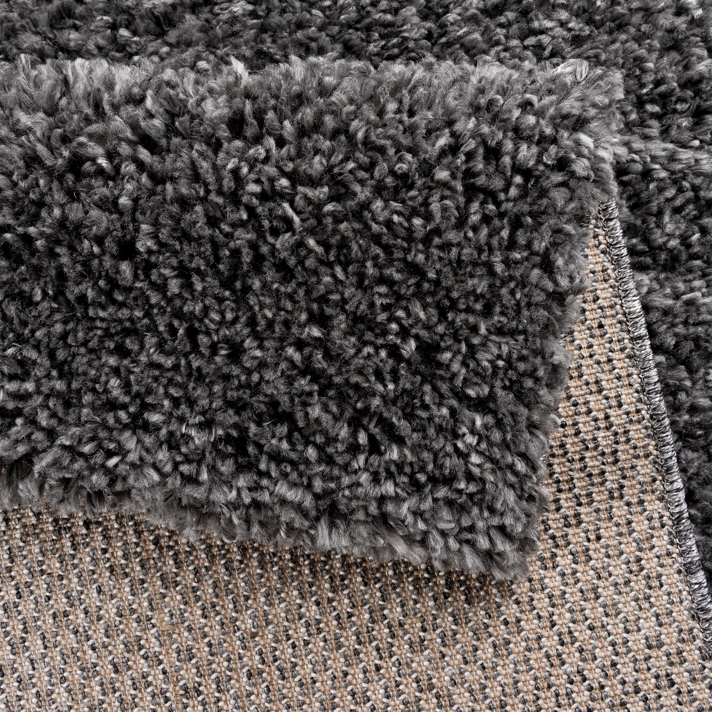 Teppich Teppich modern Design, anthrazit uni, Sehrazat, rechteckig, Höhe: 30 mm, Shaggy Hochflor Teppich mit zeitlosem Muster, Langflor Teppich, für Wohnzimmer, Schlafzimmer, Esszimmer, Kinderziemer, Flur, Diele