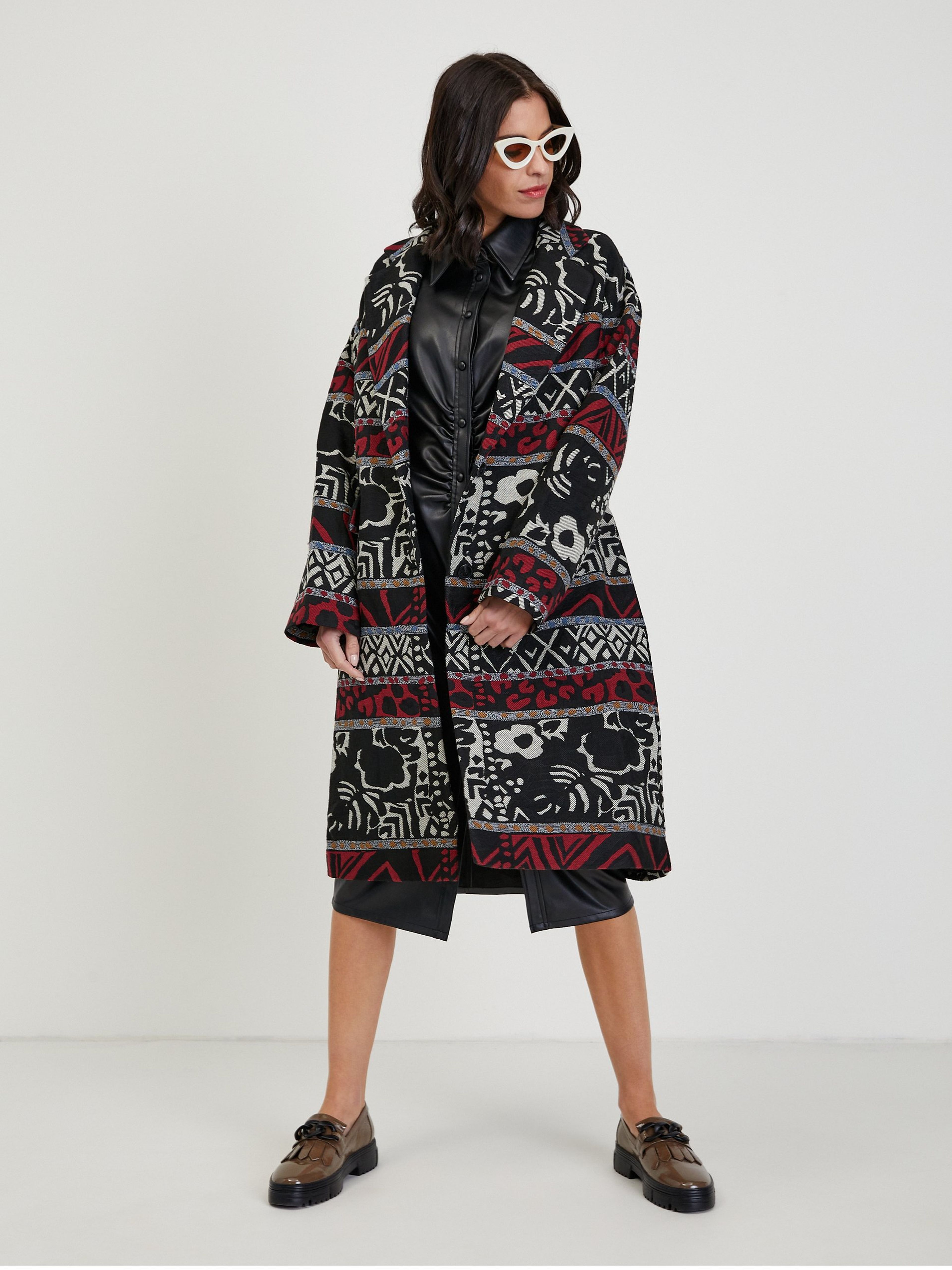 Schwarzes Damen Midikleid Kunstleder ORSAY