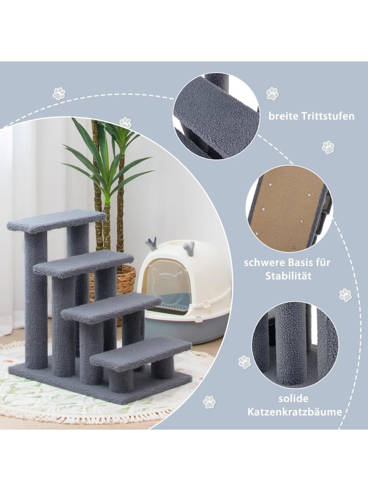COSTWAY Katzentreppe in Grau günstig kaufen 60 cm