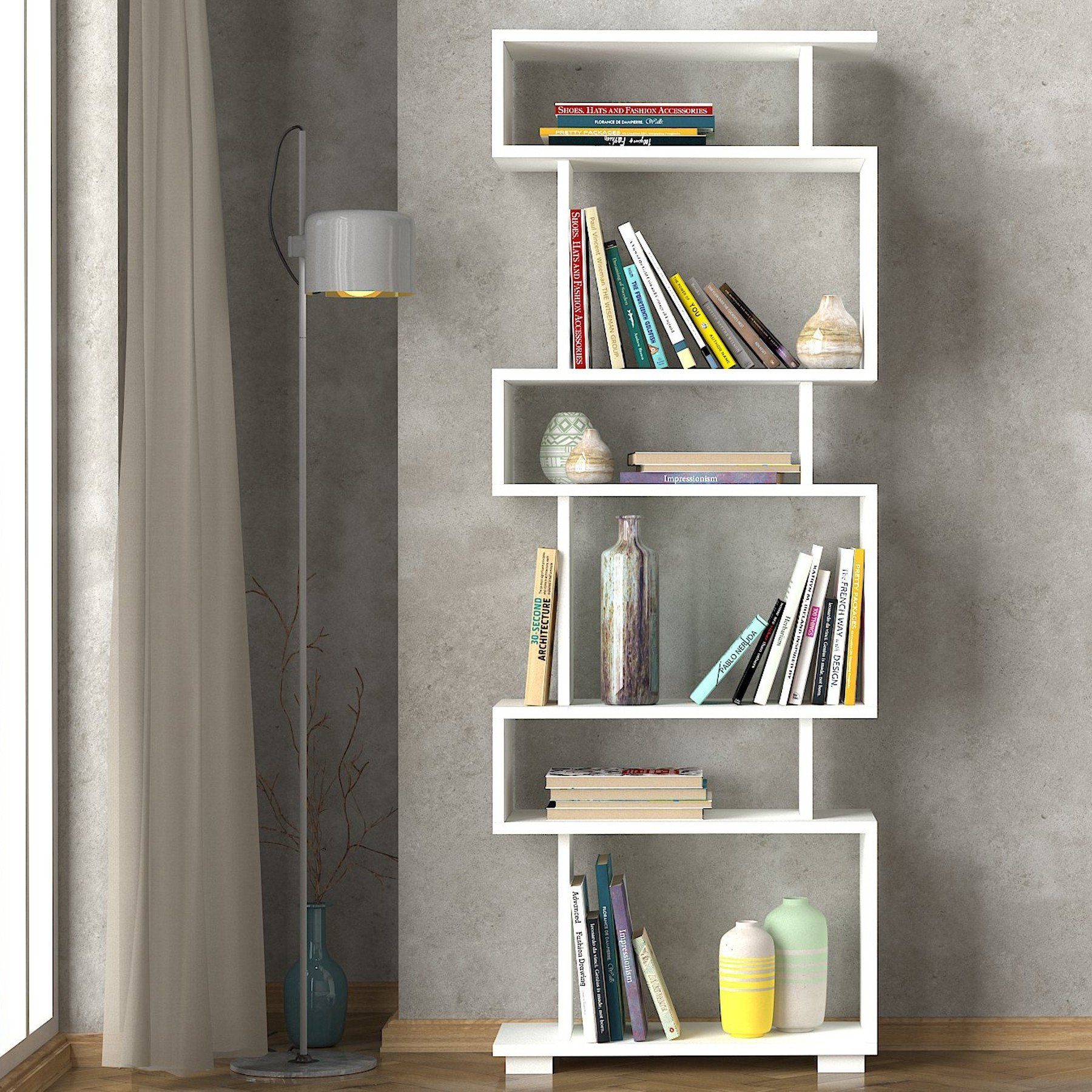 Skye Decor Bücherregal 165x60x19,5 cm, 100% Melaminbeschichtete Partikelplatte