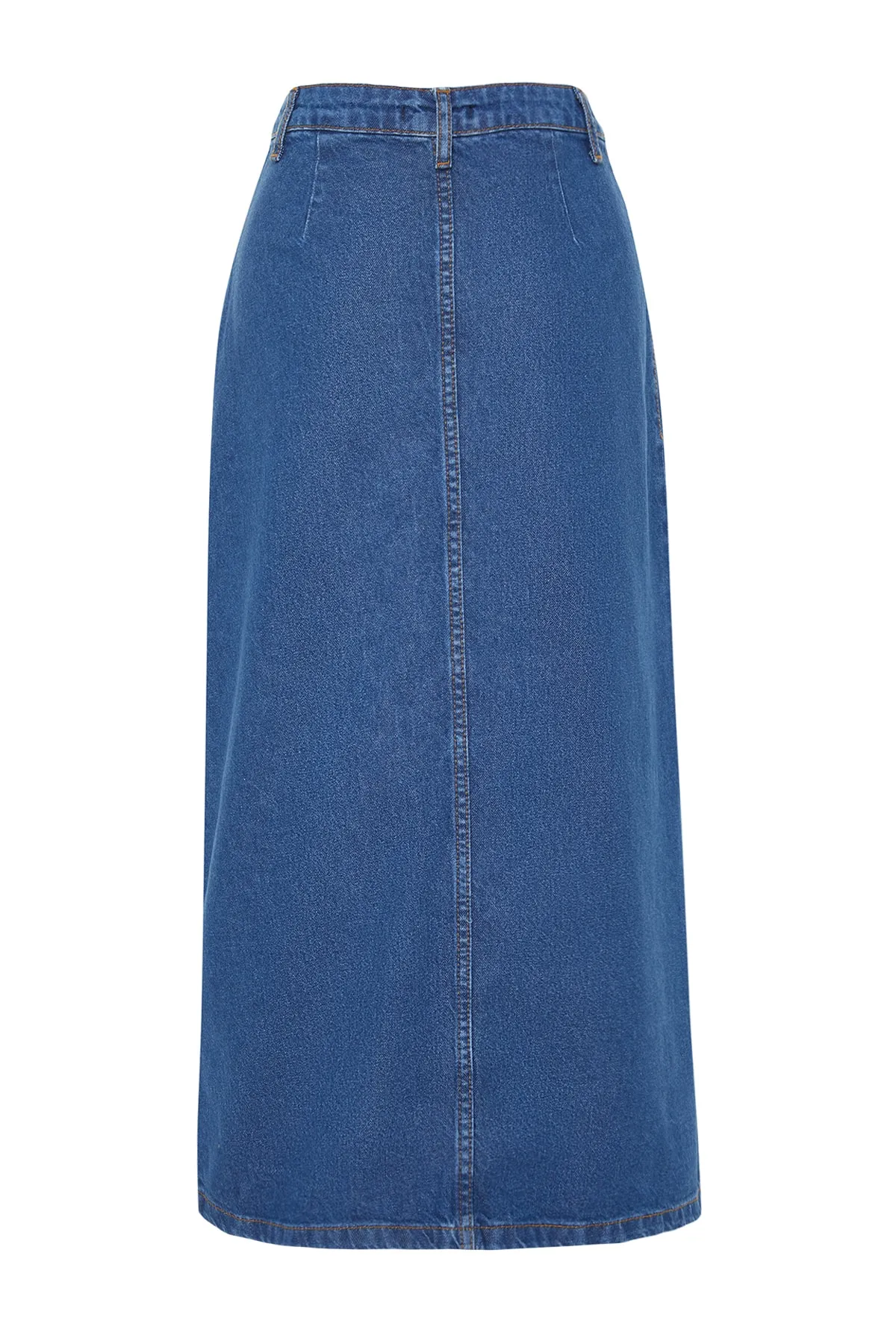 Trendyol Collection  Dunkler Indigo-Jeansrock aus Denim mit doppelter Tasche und hoher Taille TCTSS23EE00002