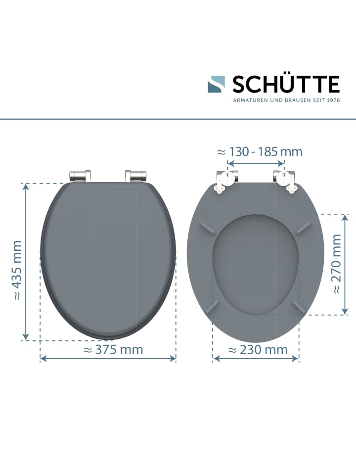 Schütte MDF WC Sitz SPIRIT GREY mit Absenkautomatik - (L) 45 x (B) 37 x (H) 5 cm günstig kaufen onesize