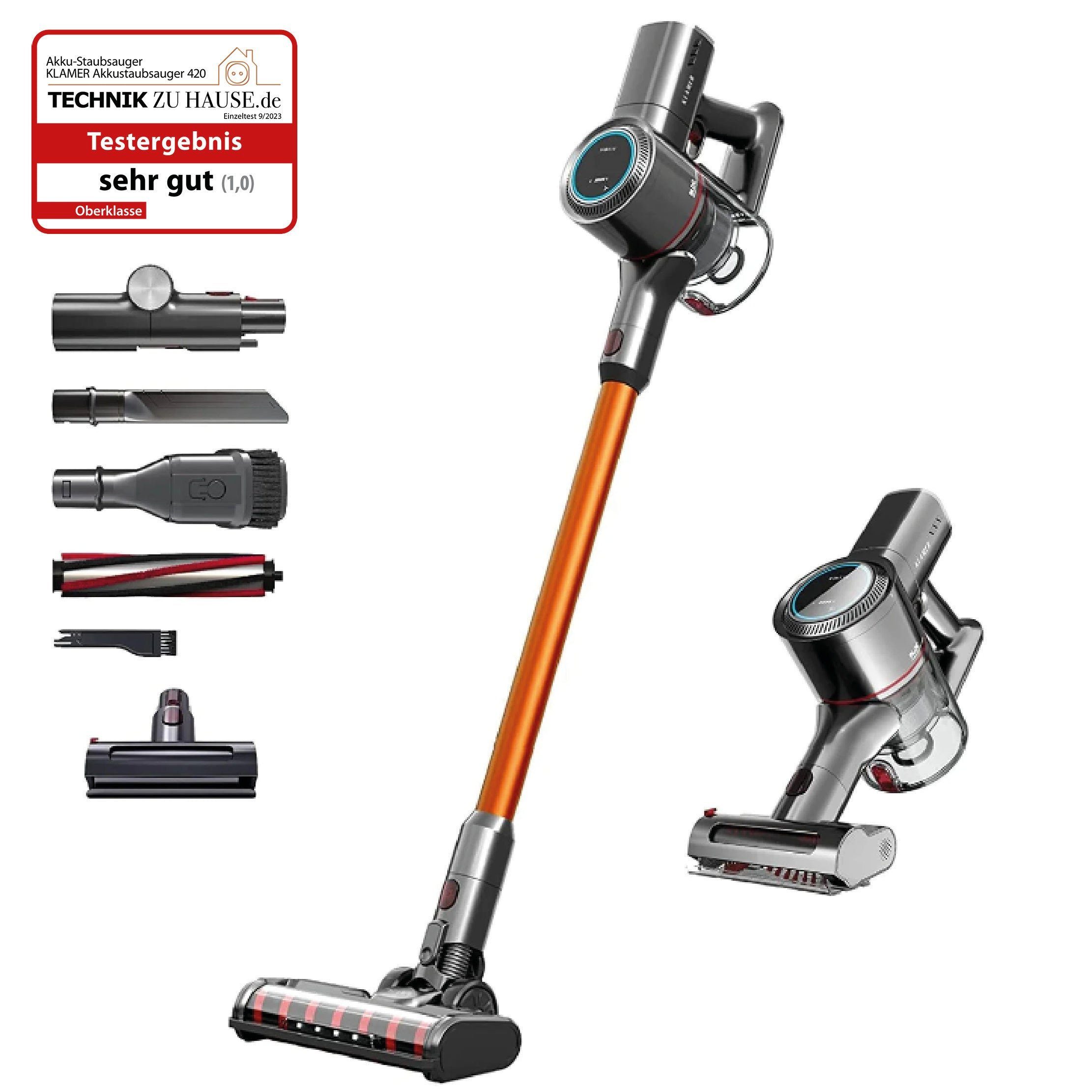 KLAMER Akku-Hand-und Stielstaubsauger KLAMER Akku-Staubsauger, 420 Watt Kabelloser, Flexibler Handstaubsaug…