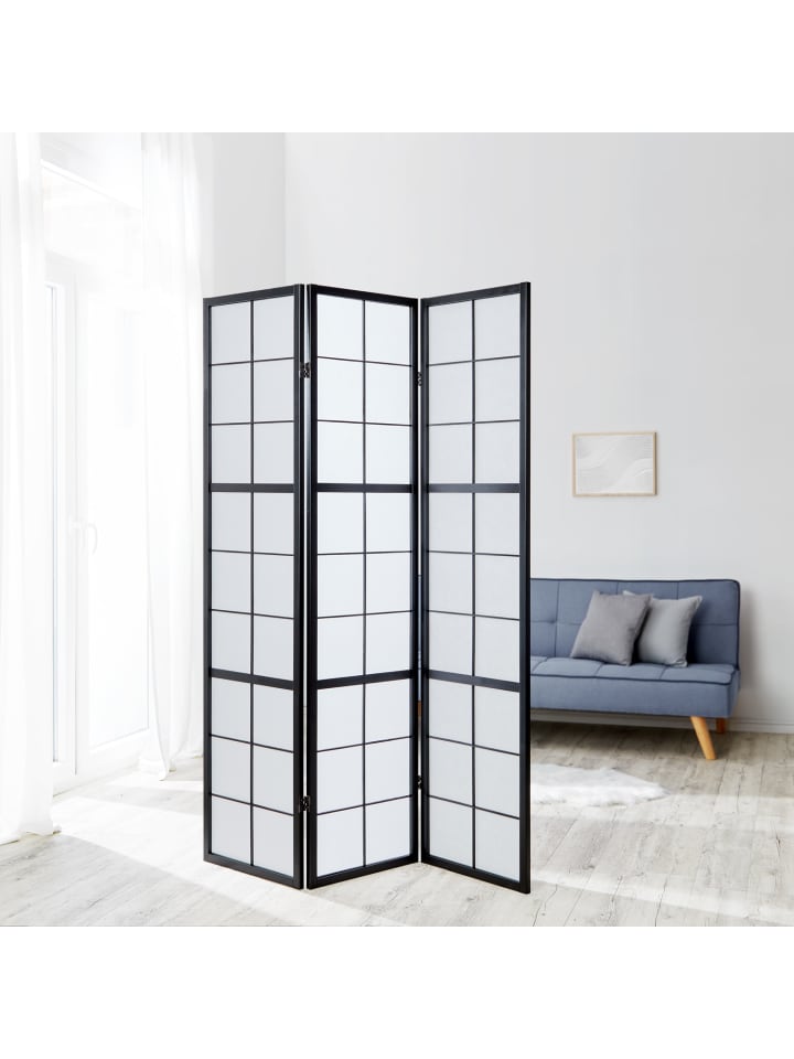 Homestyle4u 3-tlg. Paravent Shoji in Schwarz 132x175 günstig kaufen onesize