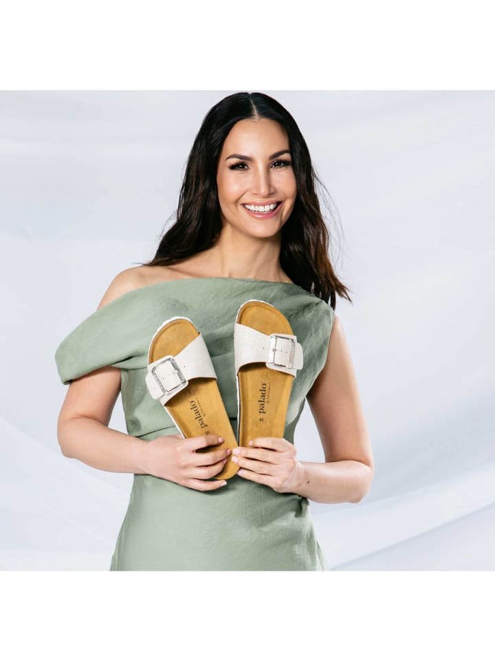 palado Pantoletten in beige glitzer günstig kaufen
