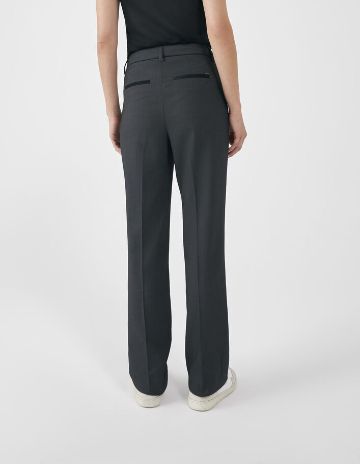 Pantalon de costume droit noir jacquard faux-uni Femme