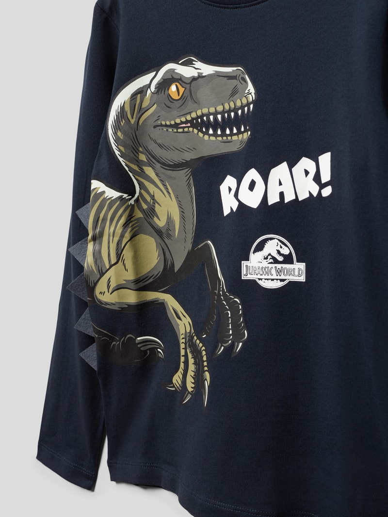 Longsleeve mit Print Modell 'MNOL JURASSIC' in marineblau