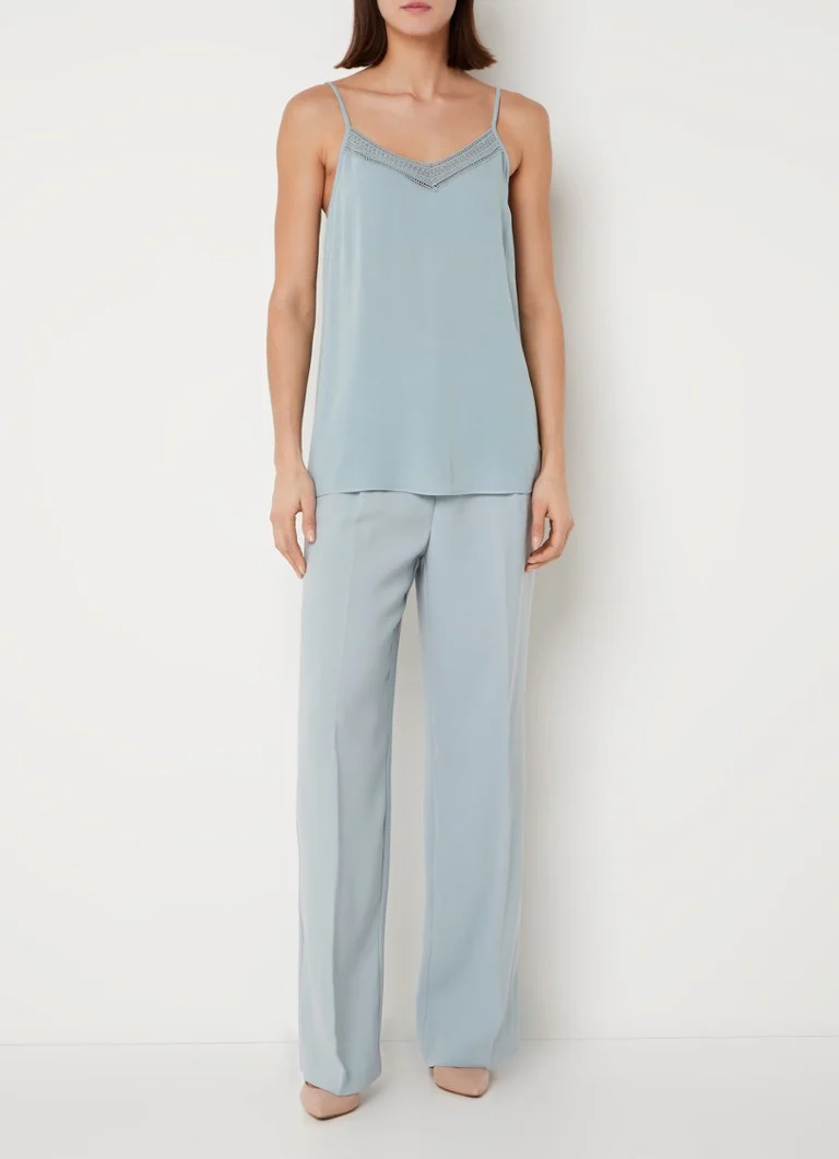 Top Beaumont Sarah in crêpe con spalline sottili e dettagli in pizzo.