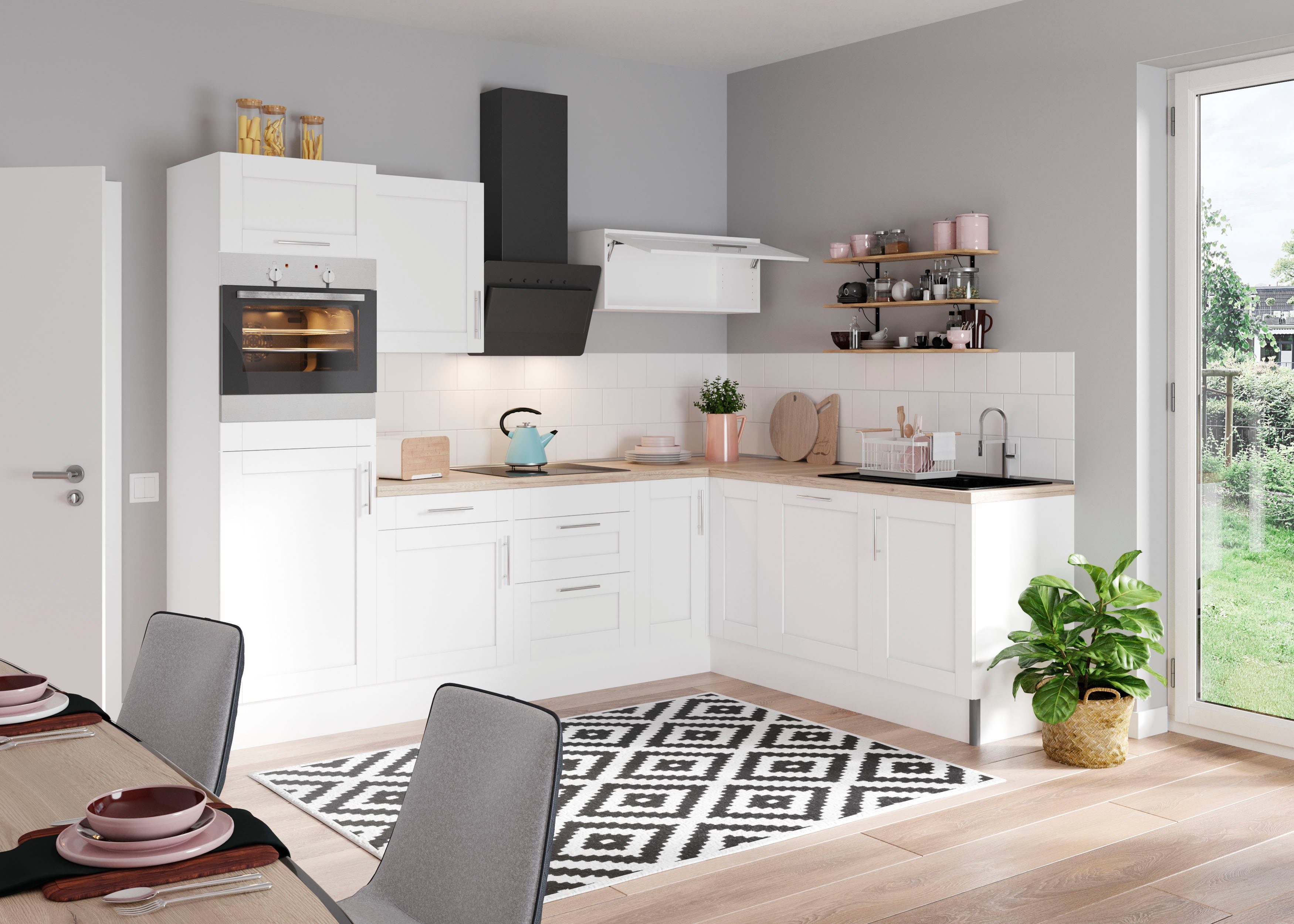OPTIFIT Küche Ahus, 200 x 270 cm breit, ohne E-Geräte, Soft Close Funktion, MDF Fronten