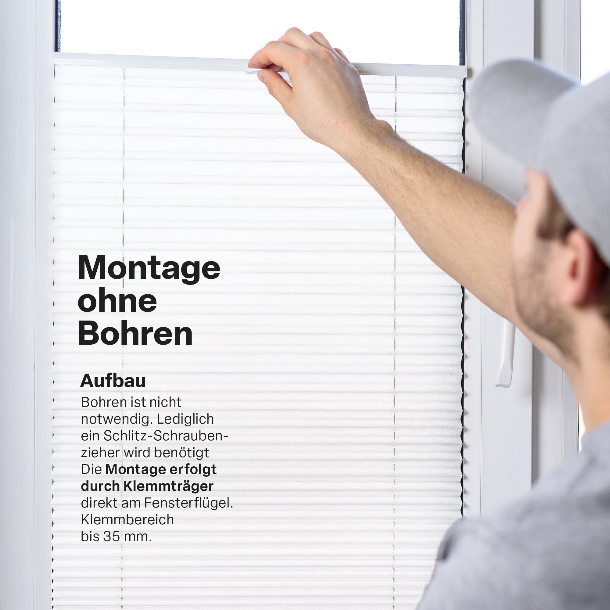 Plissee Faltstore Luance, Bestlivings, Lichtschutz, ohne Bohren, ohne kleben, verspannt, Klemmfix, ohne Bohren - Jalousie zum klemmen, Easyfix Rollo für Fenster & Tür