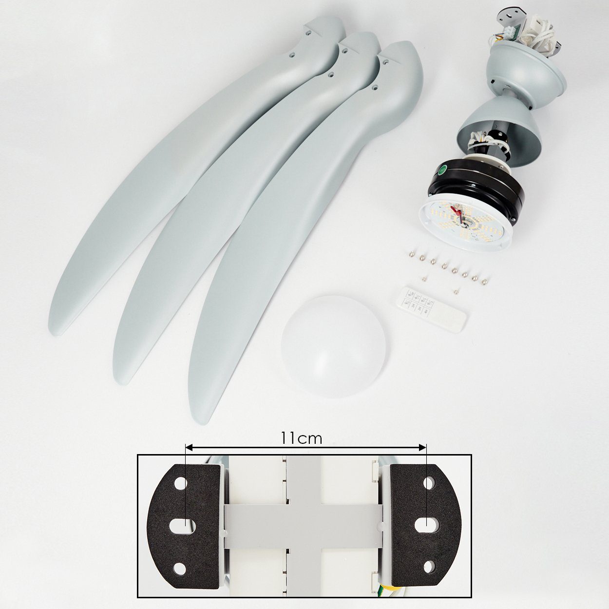 hofstein Tischturmventilator Deckenventilator aus Kunststoff in Titan/Weiß, 1 x LED 20 Watt (inkl)