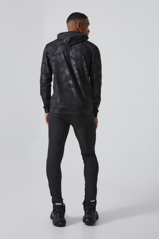 Man Active Hoodie mit Camouflage-Print und Trichterkragen