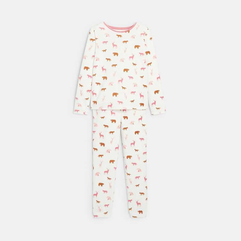 Pyjama en velours imprimé rose fille