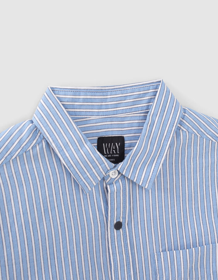 Chemise écrue à rayures bleues garçon