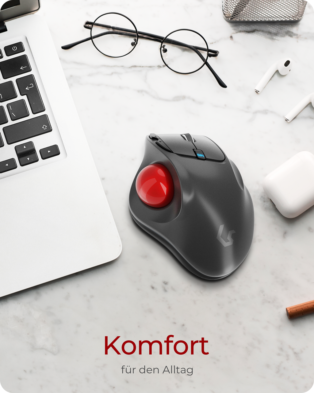 ICY BOX KeySonic KSM-6101RF-EGT, Ergonomische Trackball Maus