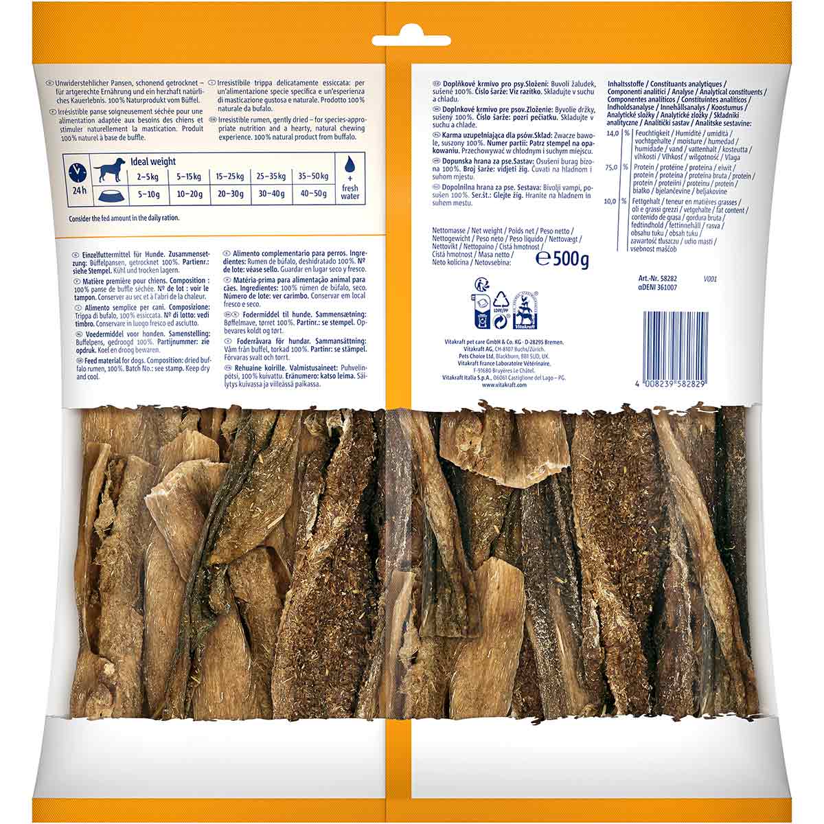 Vitakraft Natural Chews pure Büffelpansen 500g bei ZooRoyal