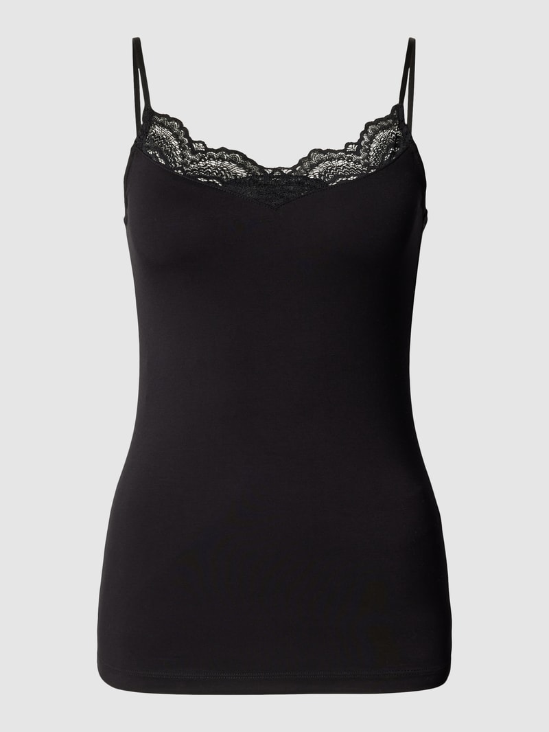 Trägertop mit Spitzenbesatz Modell 'MARICA' in black