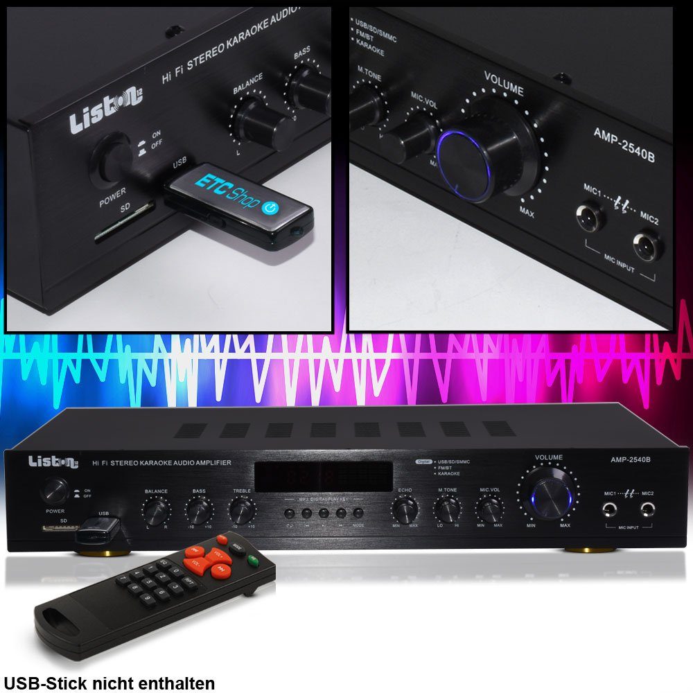 WJG Industrievertretung Verstärker (Hifi Verstärker FM Radio Tuner USB SD MP3 AUX Bluetooth Fernbedienung)