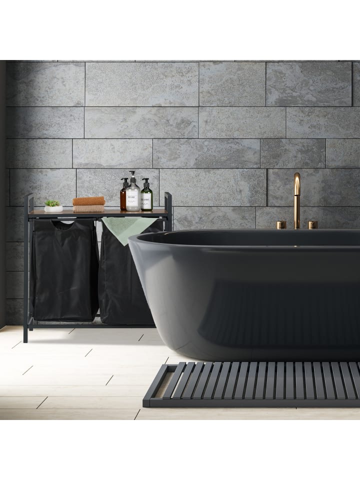 relaxdays Wäschekorbregal in Schwarz/ Braun - (B)73 x (H)72 x (T)33 cm günstig kaufen onesize