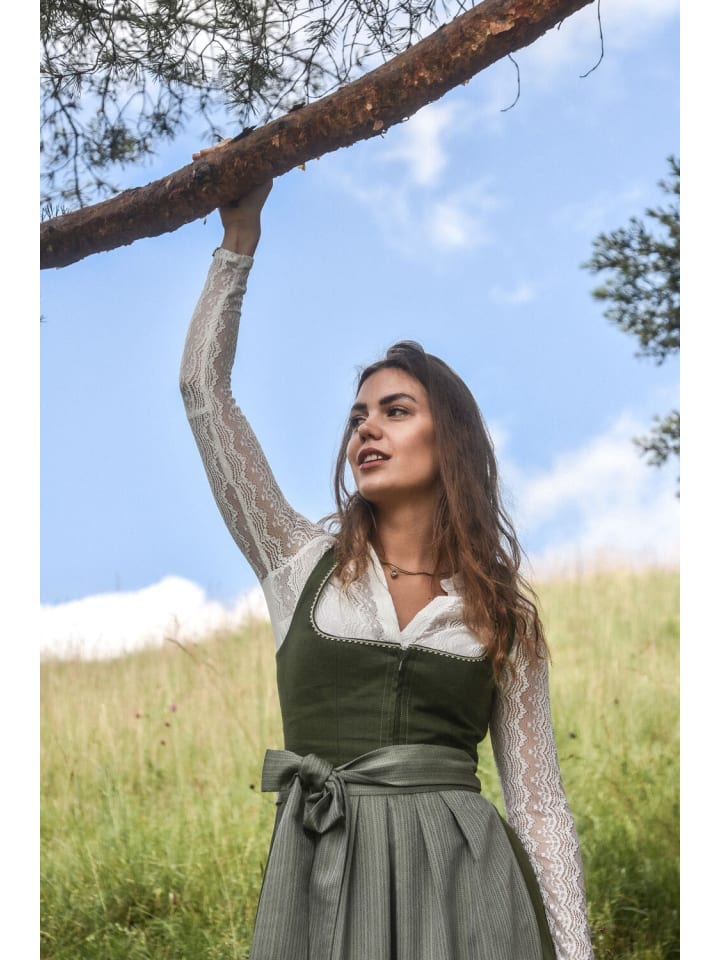 Edelnice Midi Dirndl Anni Leinen in grün günstig kaufen