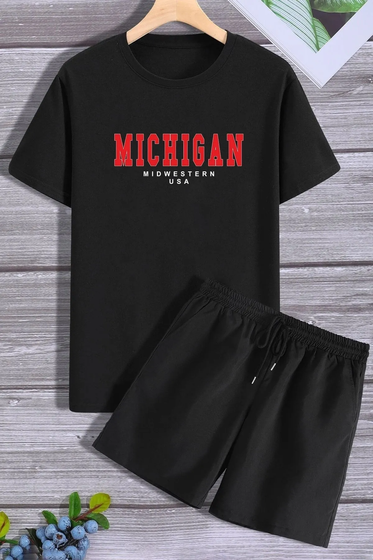 trendypassion  Michigan Shorts T-Shirt-Trainingsanzug-Set