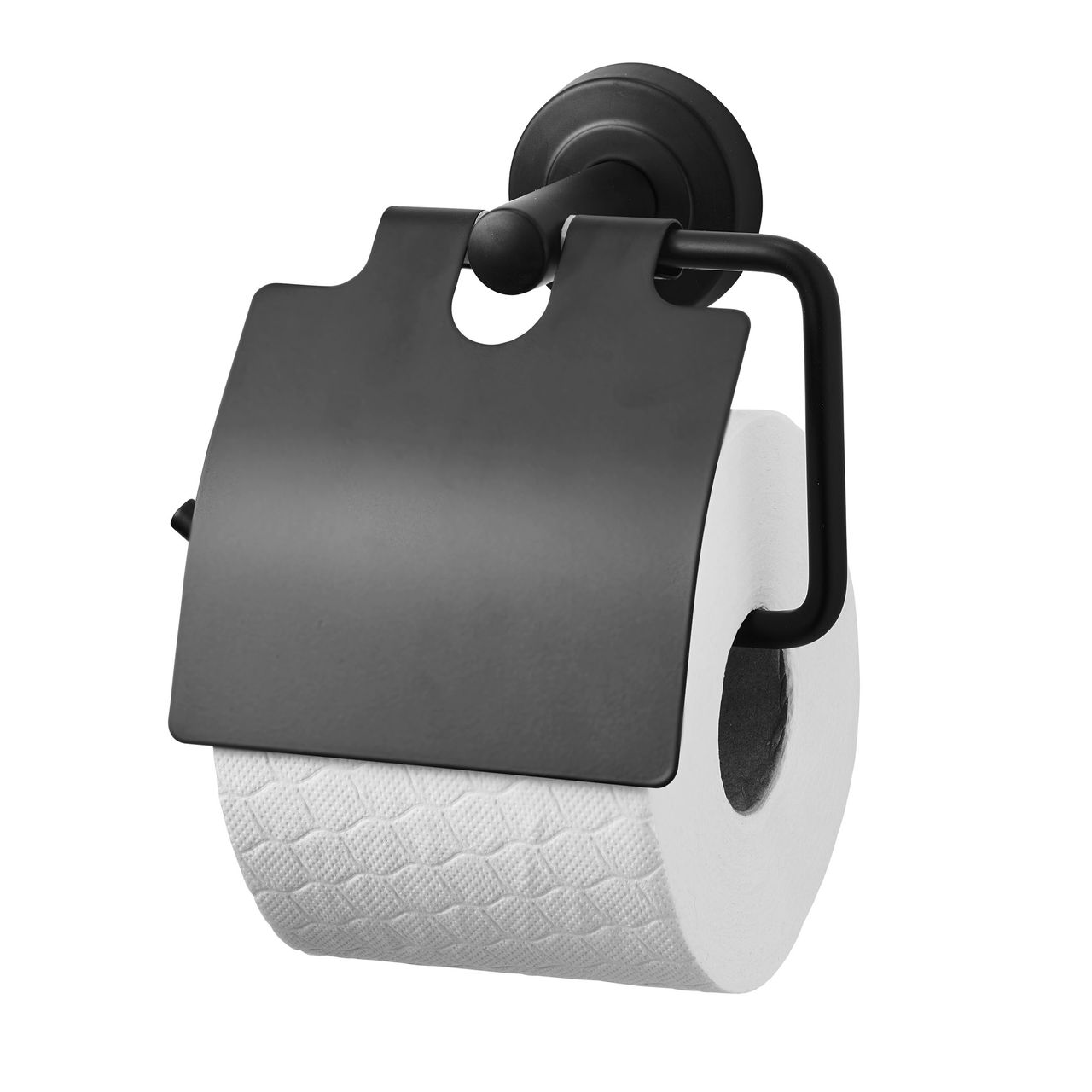 Weles AMARE Toilettenpapierrollenhalter mit Abdeckklappe, schwarz