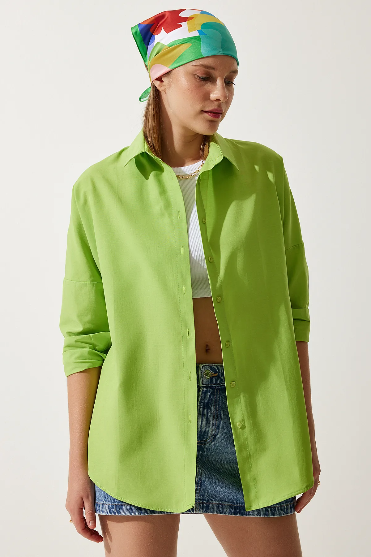 Happiness İstanbul  Hemd - Grün - Oversized