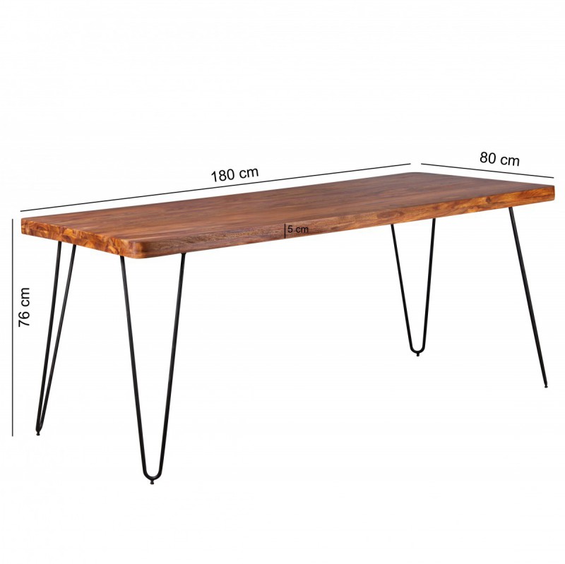 Wohnling Massivholz Sheesham Esstisch 180 x 80 x 76 cm Küchentisch Massiv