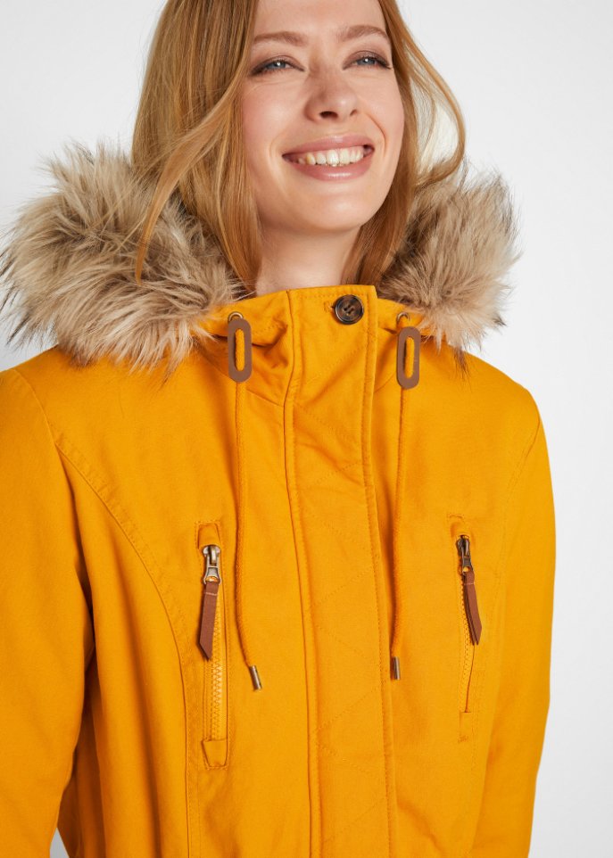 Winterparka mit Fellimitat-Kapuze