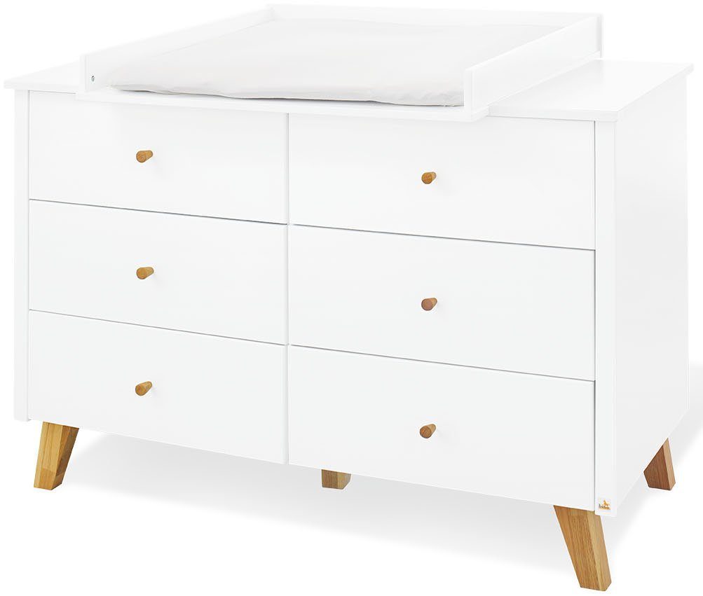 Pinolino® Babyzimmer-Komplettset Hilda & Pan, (Set, 3-St., Hausbett, Wickelkommode, Kleiderschrank), extrabreit groß; mit Hausbett, Wickelkommode & 3-trg. Kleiderschrank