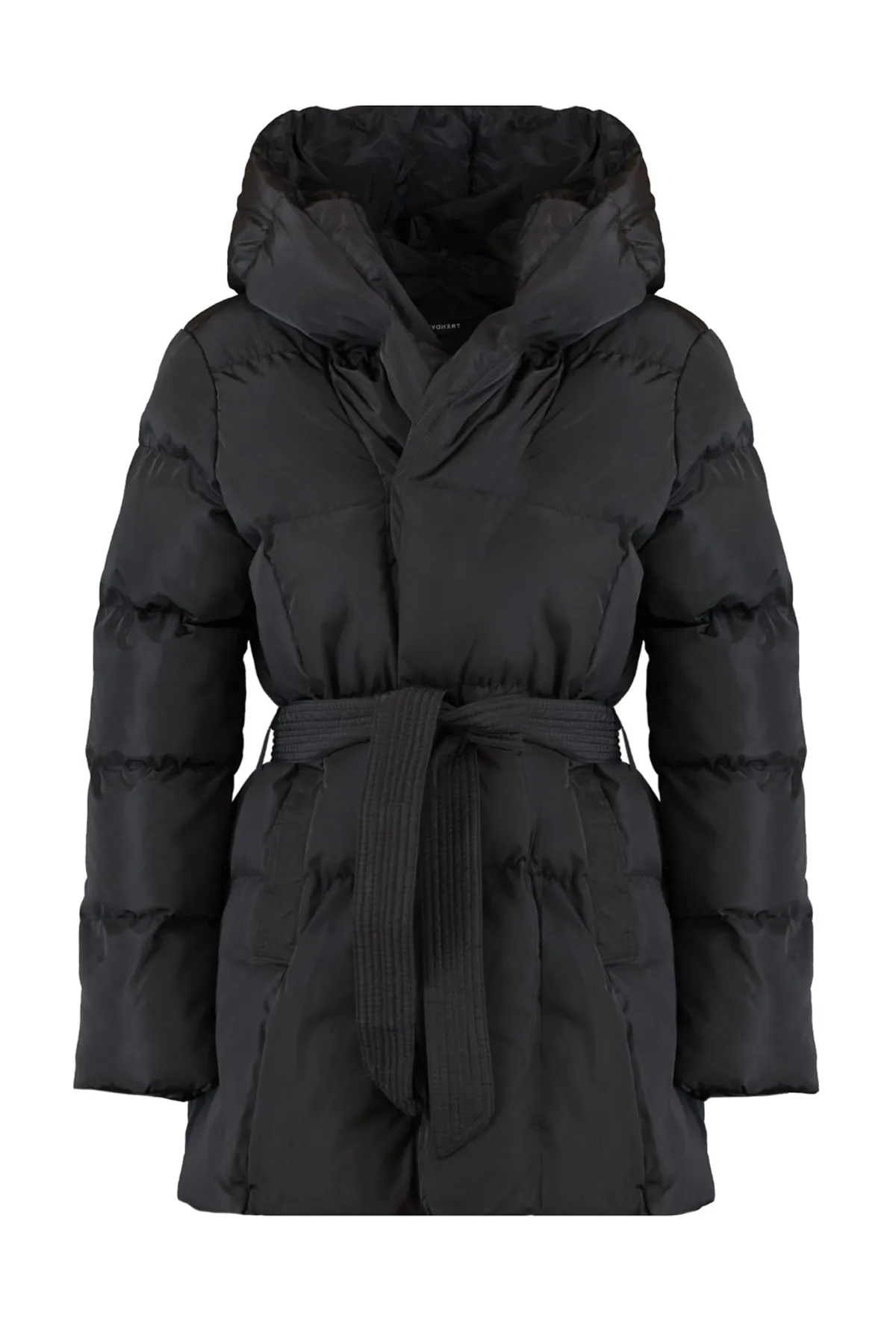 Trendyol Collection  Schwarze wasserabweisende Pufferjacke mit Gürtel TWOAW23MO00007
