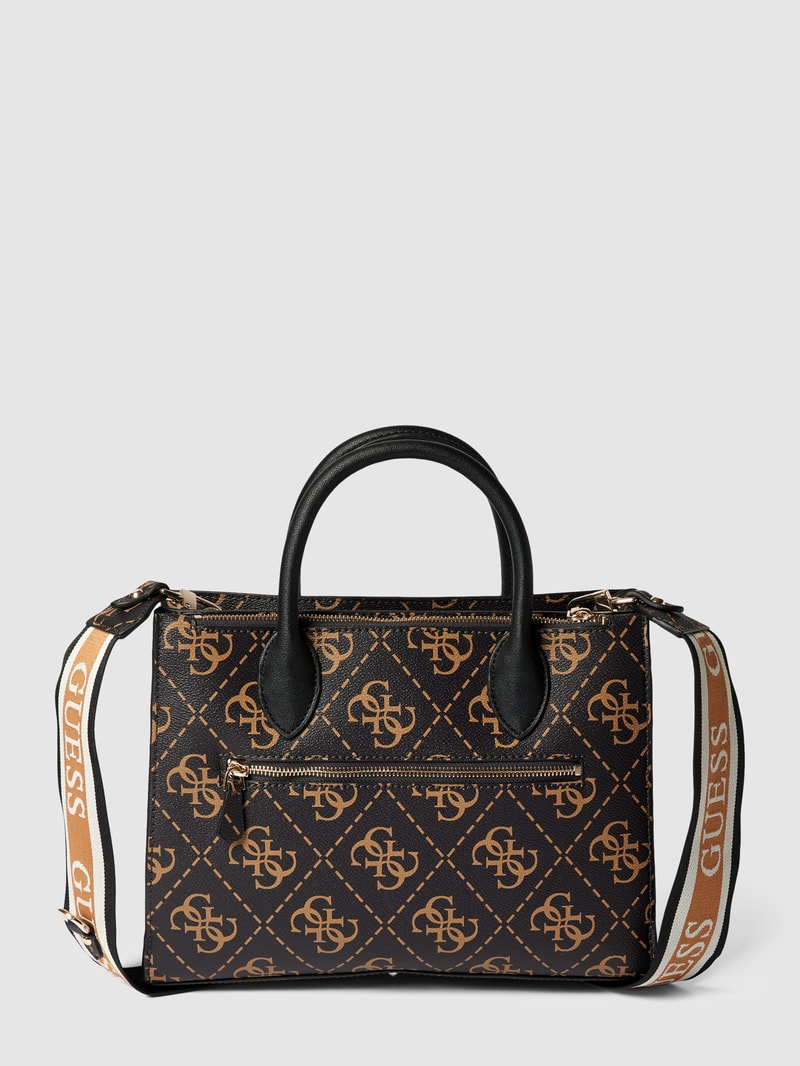Tote Bag mit Label-Applikation Modell 'SATCHEL' in haselnuss braun