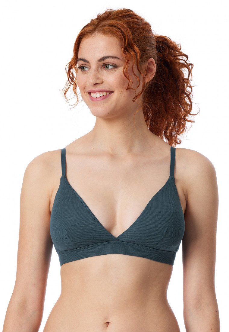 Soft-BH Doppelripp herausnehmbare Pads jeansblau - Pure Rib