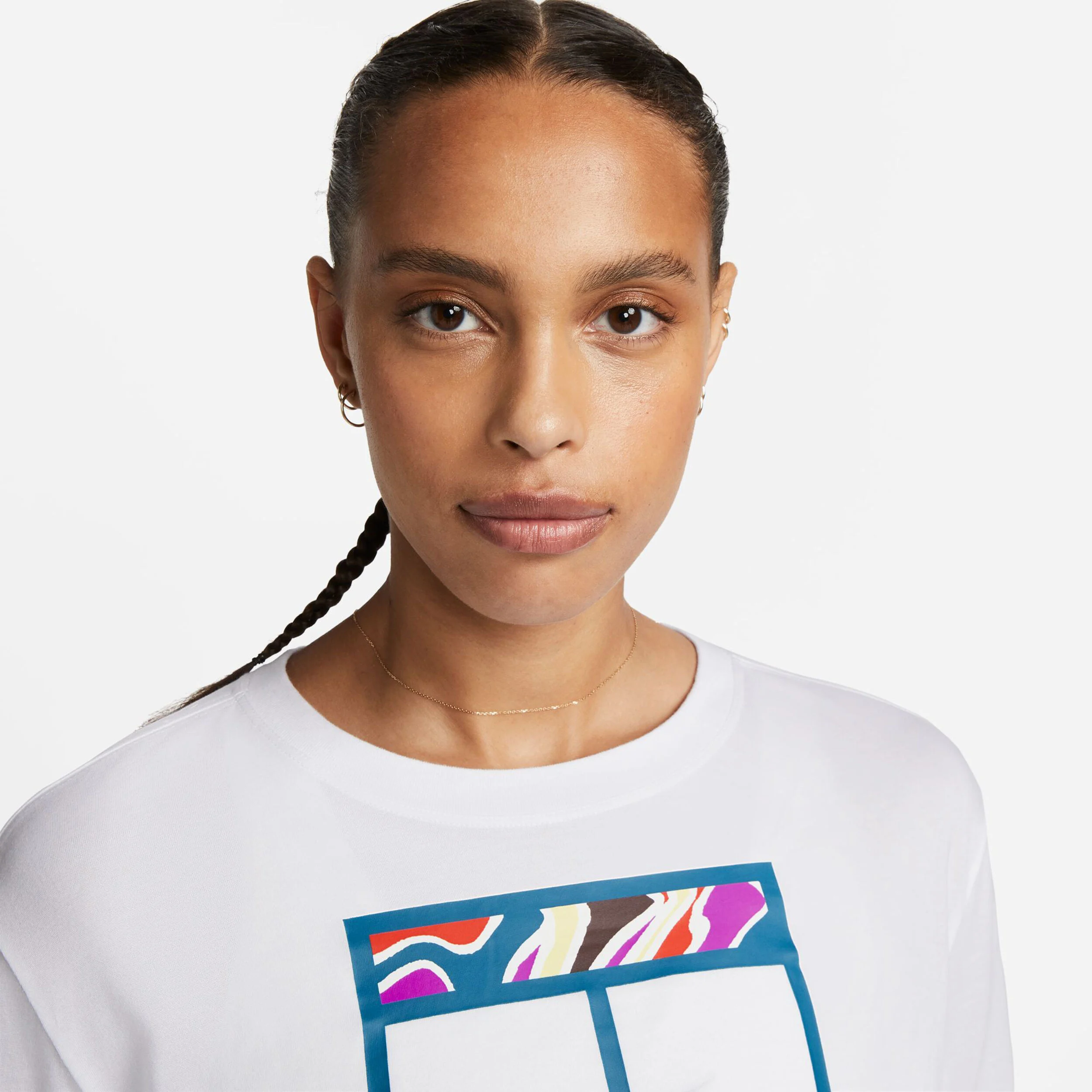Dri-Fit Court Slam Cropped Longsleeve Damen - Weiß, Mehrfarbig