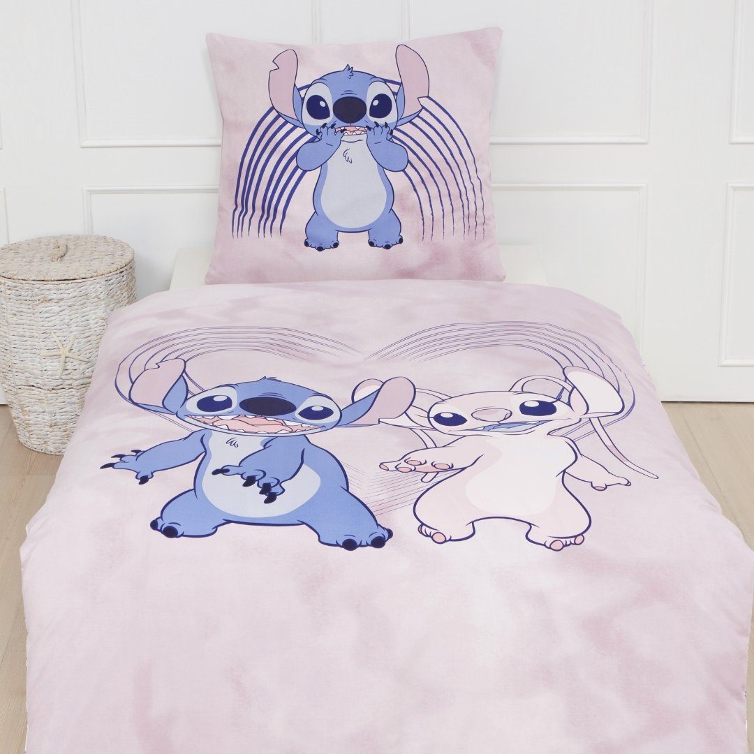Bettwäsche Lilo & Stitch 135x200 + 80x80 cm, 100 % Baumwolle, MTOnlinehandel, Renforce, 2 teilig, 's Kinderbettwäsche Partnerbettwäsche