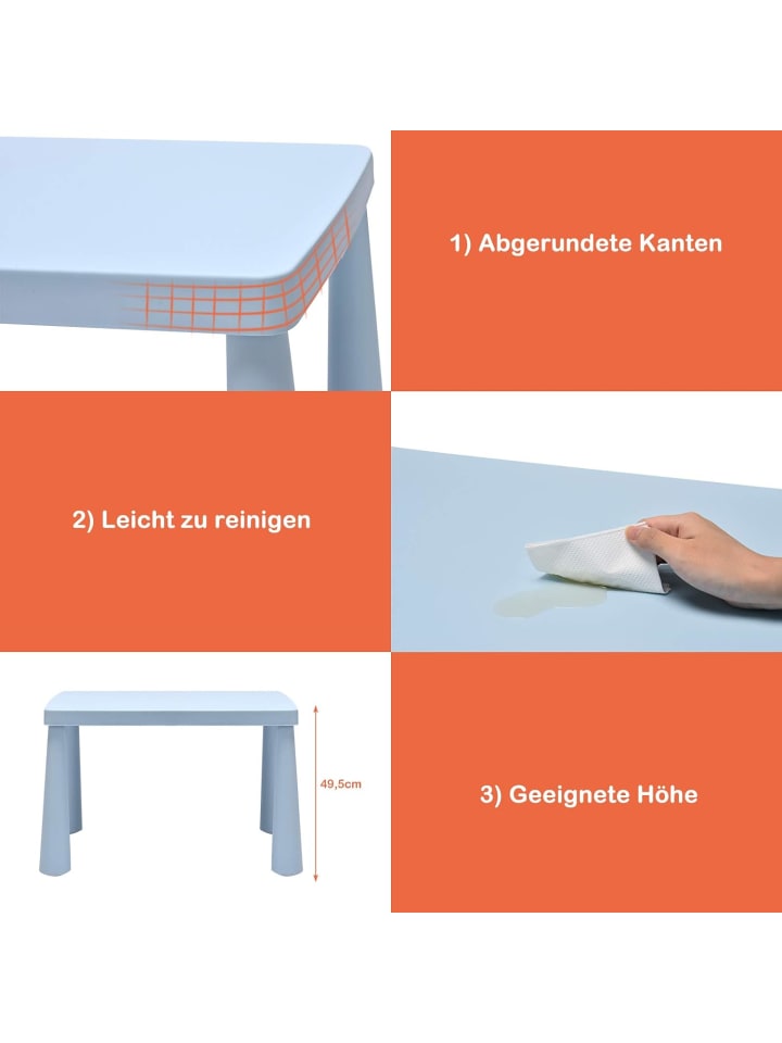 COSTWAY Sitzgruppe 3 tlg. Set in Blau günstig kaufen 50 cm