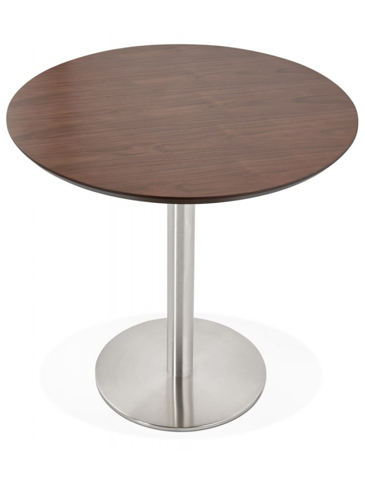KADIMA DESIGN Runder Esstisch aus Holz und Metall | Bürotisch Walnuss Optik in Braun günstig kaufen onesize