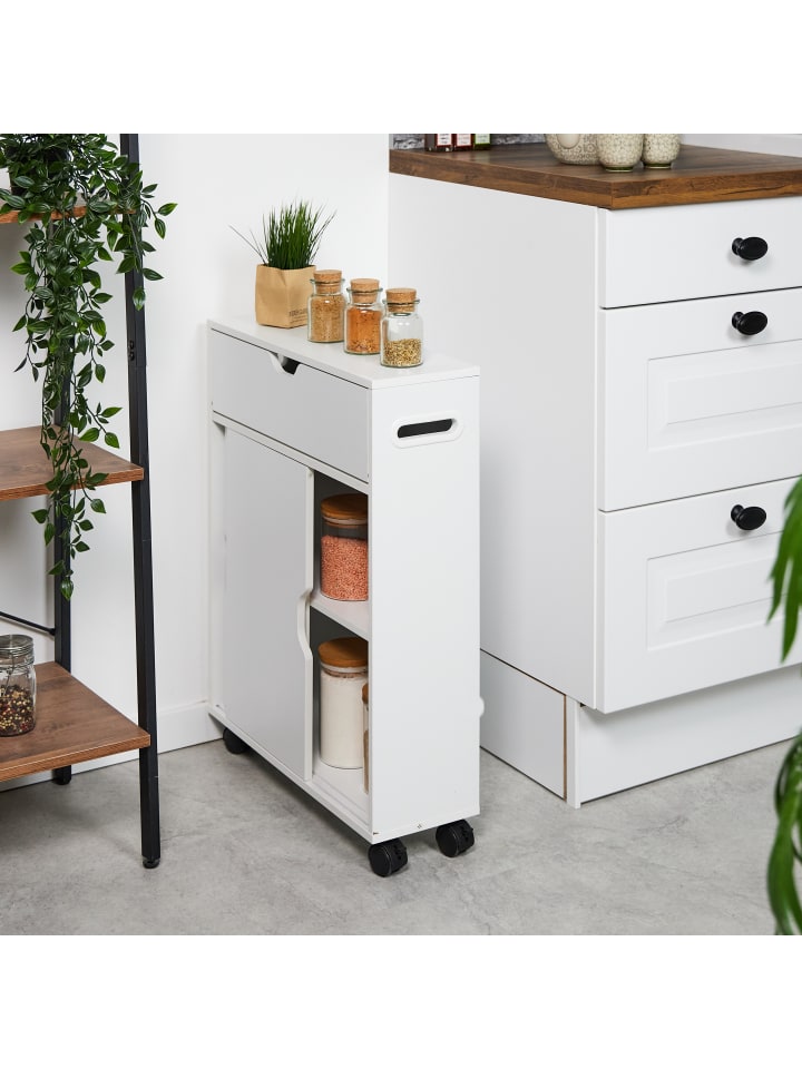relaxdays Nischenwagen in Weiß - (B)17 x (H)67 x (T)52 cm günstig kaufen onesize