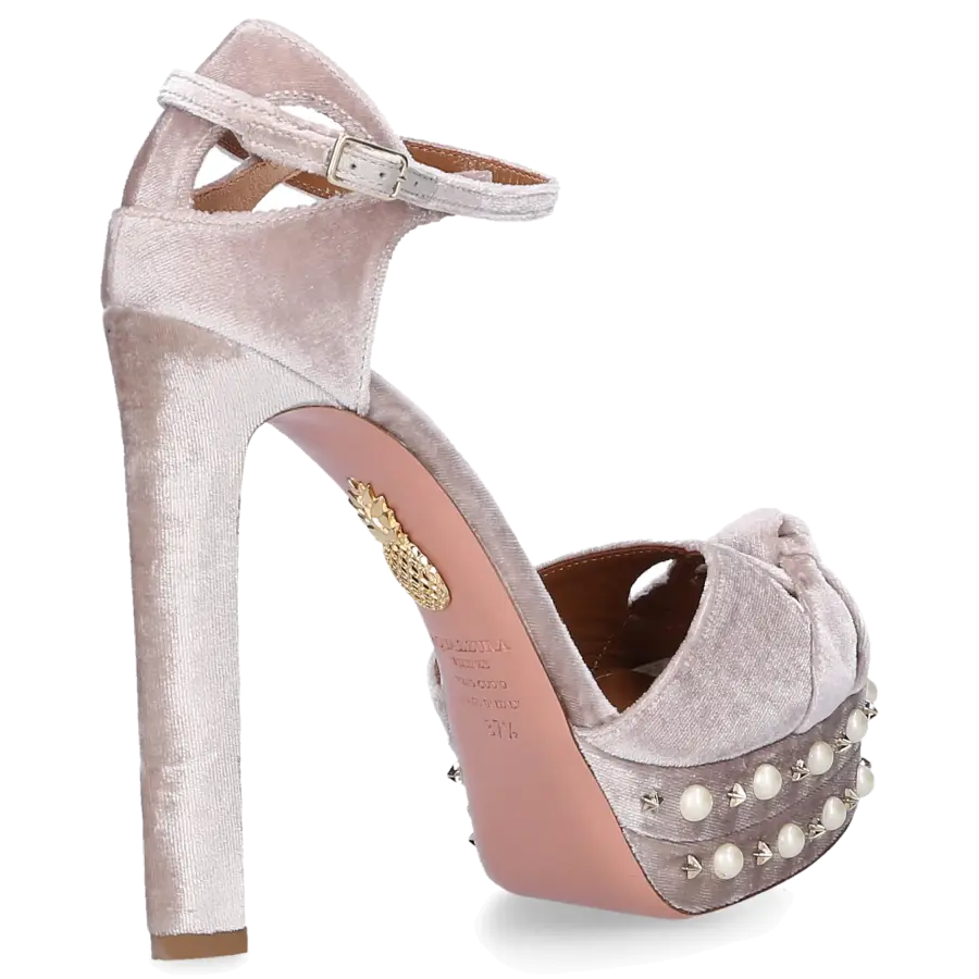 Aquazzura - Sandalen HARLOW PEARLS Samt - beige