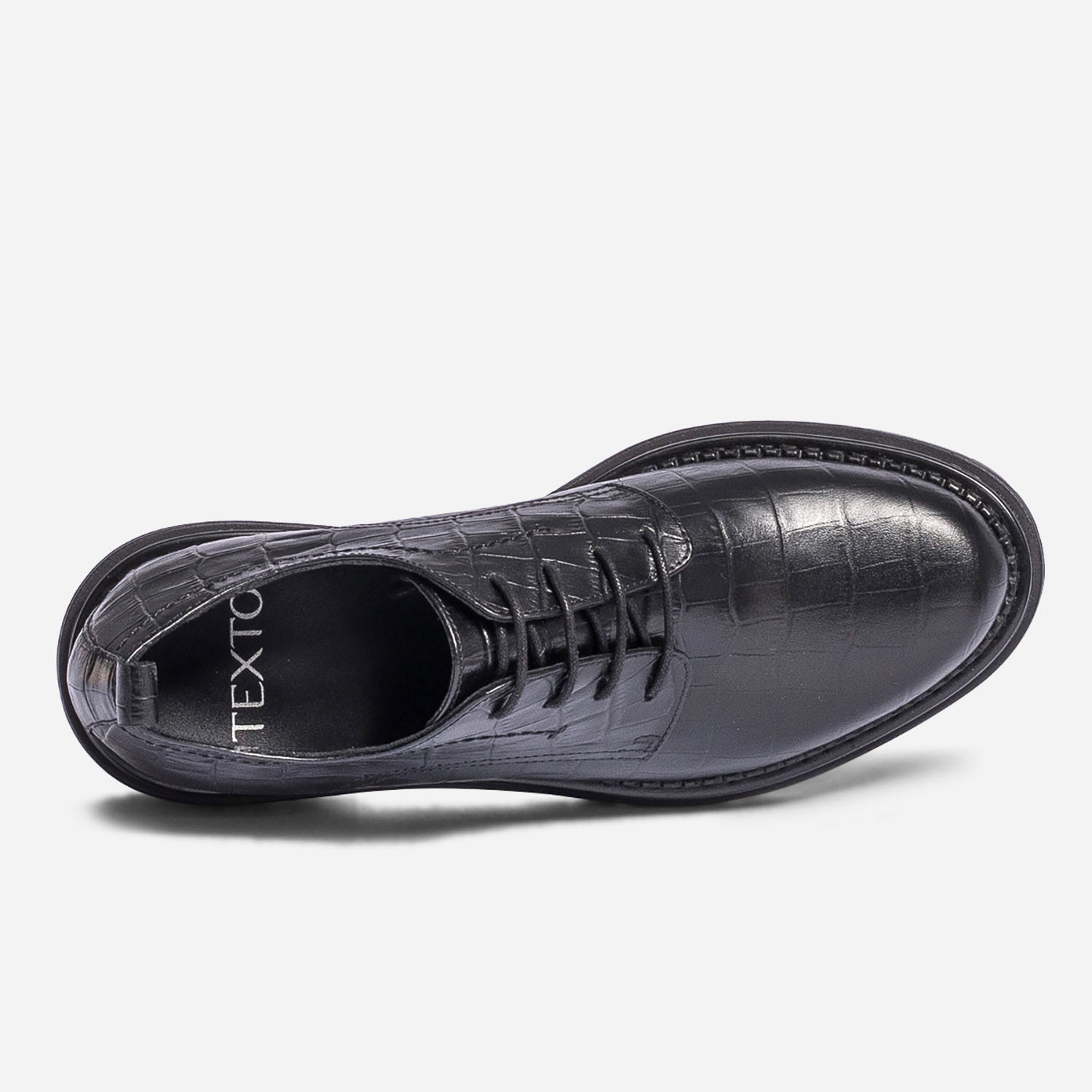 Derby TEXTO noir effet croco